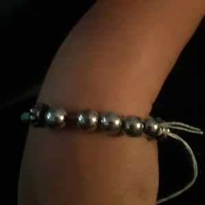 Silver and blue bangle